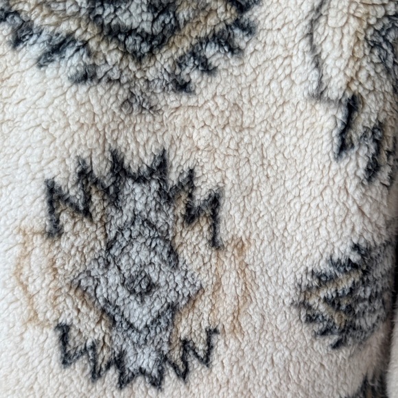 Thread & Supply Mojave Desert Aztec Ivory & Grey Sherpa Teddy Jacket Size M - Picture 7 of 15